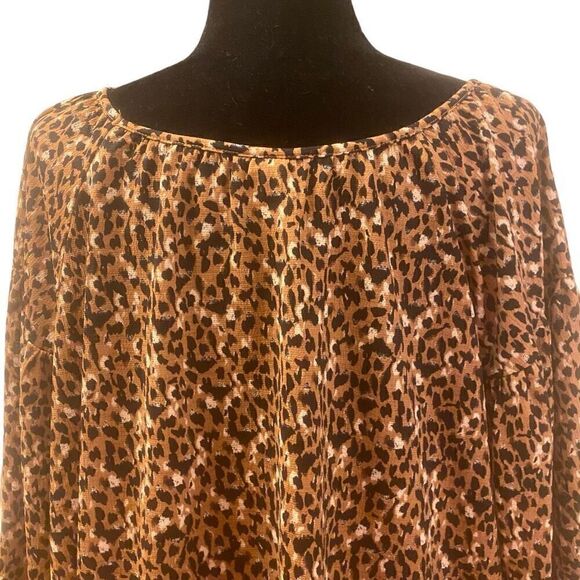Ava & Viv Leopard Animal Print Long Sleeve Flowy Top Size 2X - Picture 9 of 14